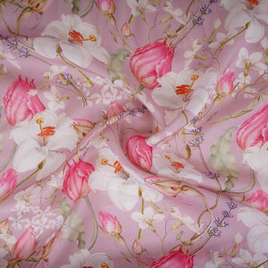 Pink Floral Print Organza Fabric MT-30681 - TradeUNO