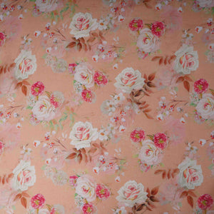 Peach Floral Print Organza Fabric MT-30671 - TradeUNO