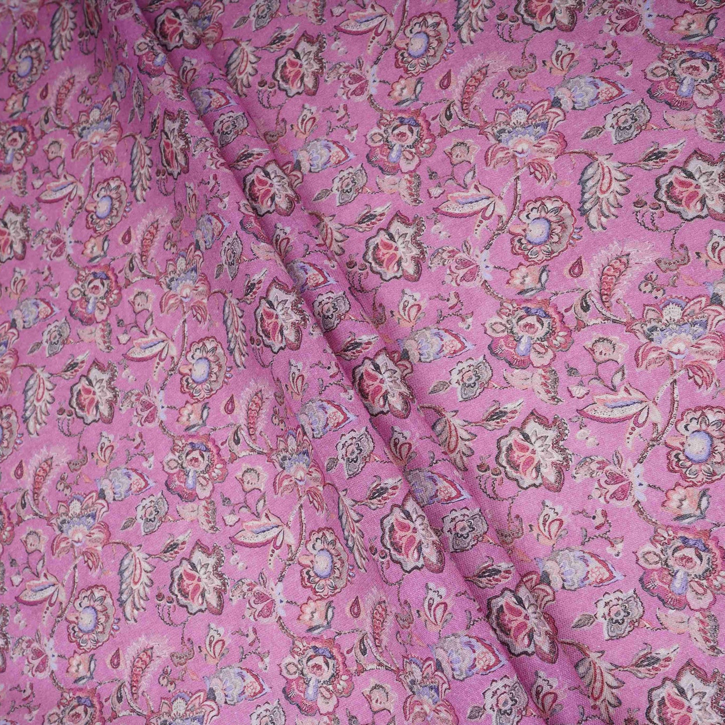 Dusty Mauve Floral Print Cotton Linen Fabric RT-30957
