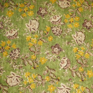 Green Yellow Floral Print Bemberg Gajji Silk
