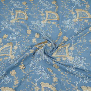 Lavender 3D Floral Embroidery Moss Crepe Fabric CF-30479 - TradeUNO