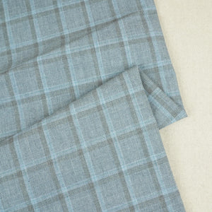 Light Blue Check Print Suiting Fabric MF-29410 - TradeUNO
