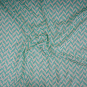 Light Turquoise With Cream Abstract Print Muslin Fabric GTS-30937 - TradeUNO
