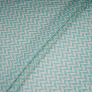 Light Turquoise With Cream Abstract Print Muslin Fabric GTS-30937 - TradeUNO