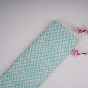 Light Turquoise With Cream Abstract Print Muslin Fabric GTS-30937 - TradeUNO