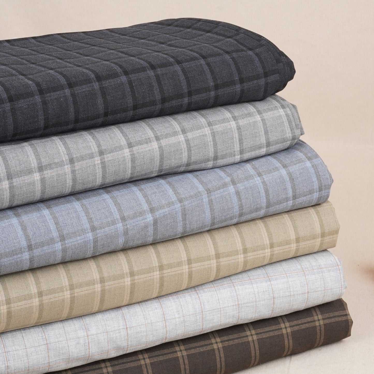 Grey Check Print Suiting Fabric MF-29411