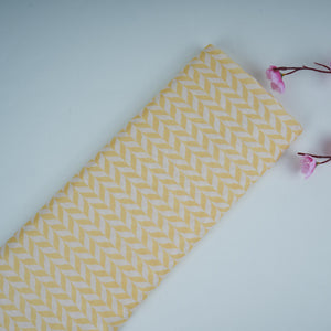 Pastel Yellow With Cream Abstract Print Muslin Fabric GTS-30941 - TradeUNO