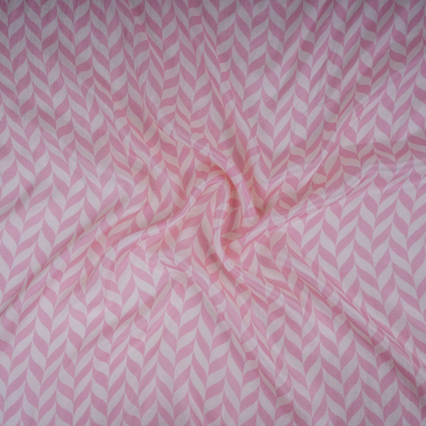 Pink With Cream Abstract Print Muslin Fabric GTS-30935