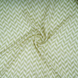 Cream With Green Abstract Print Muslin Fabric GTS-30939 - TradeUNO