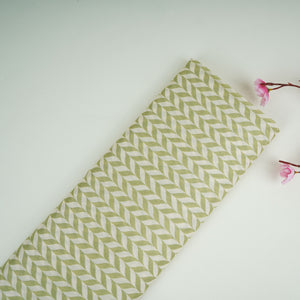 Cream With Green Abstract Print Muslin Fabric GTS-30939 - TradeUNO