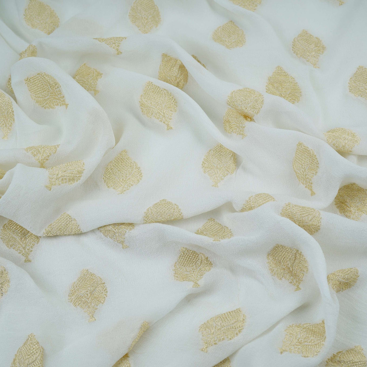 White Dyeable Buta Pure Georgette Fabric CW-32566