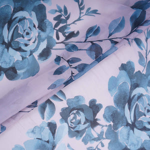 Light Grey Floral Print Organza Fabric MT-30682 - TradeUNO