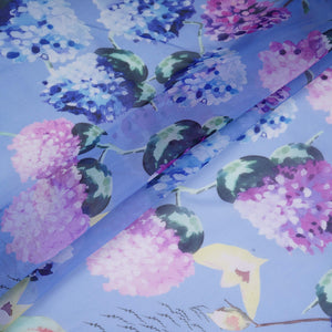 Lavender Blue Floral Print Organza Fabric VF-30897 - TradeUNO
