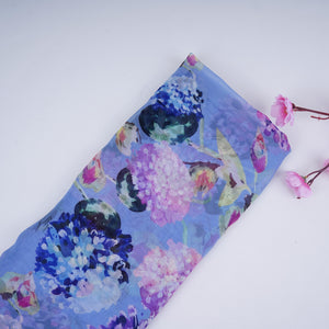 Lavender Blue Floral Print Organza Fabric VF-30897 - TradeUNO