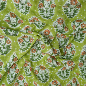 Green Handblock Print Cotton Fabric DH-29440 - TradeUNO