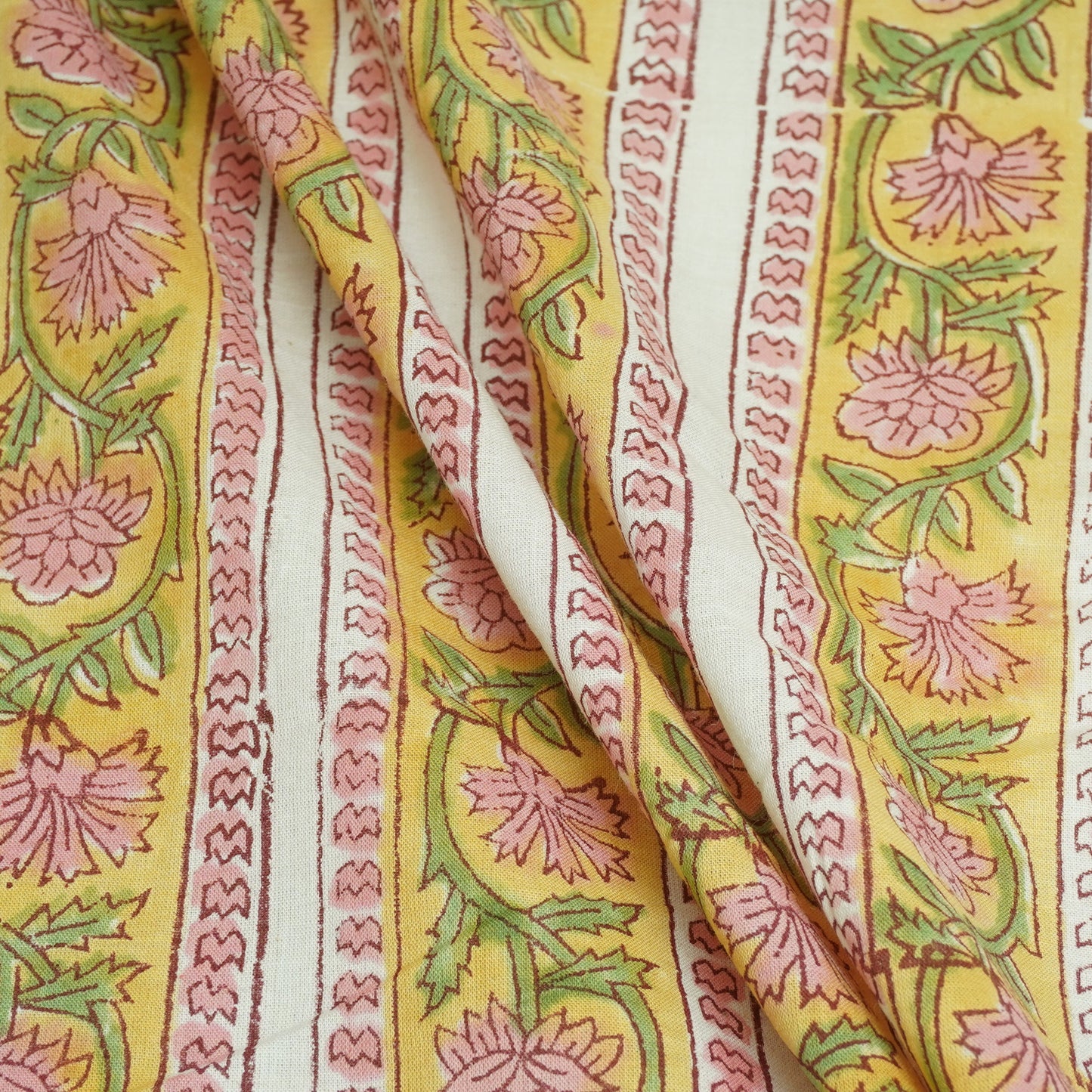 Mustard Handblock Print Cotton Fabric DH-29435