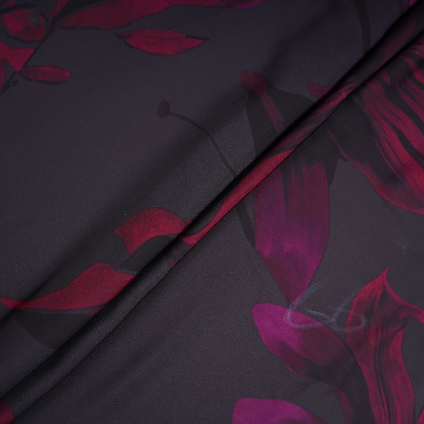 Wine floral print Modal Satin Fabric MTFG-31086