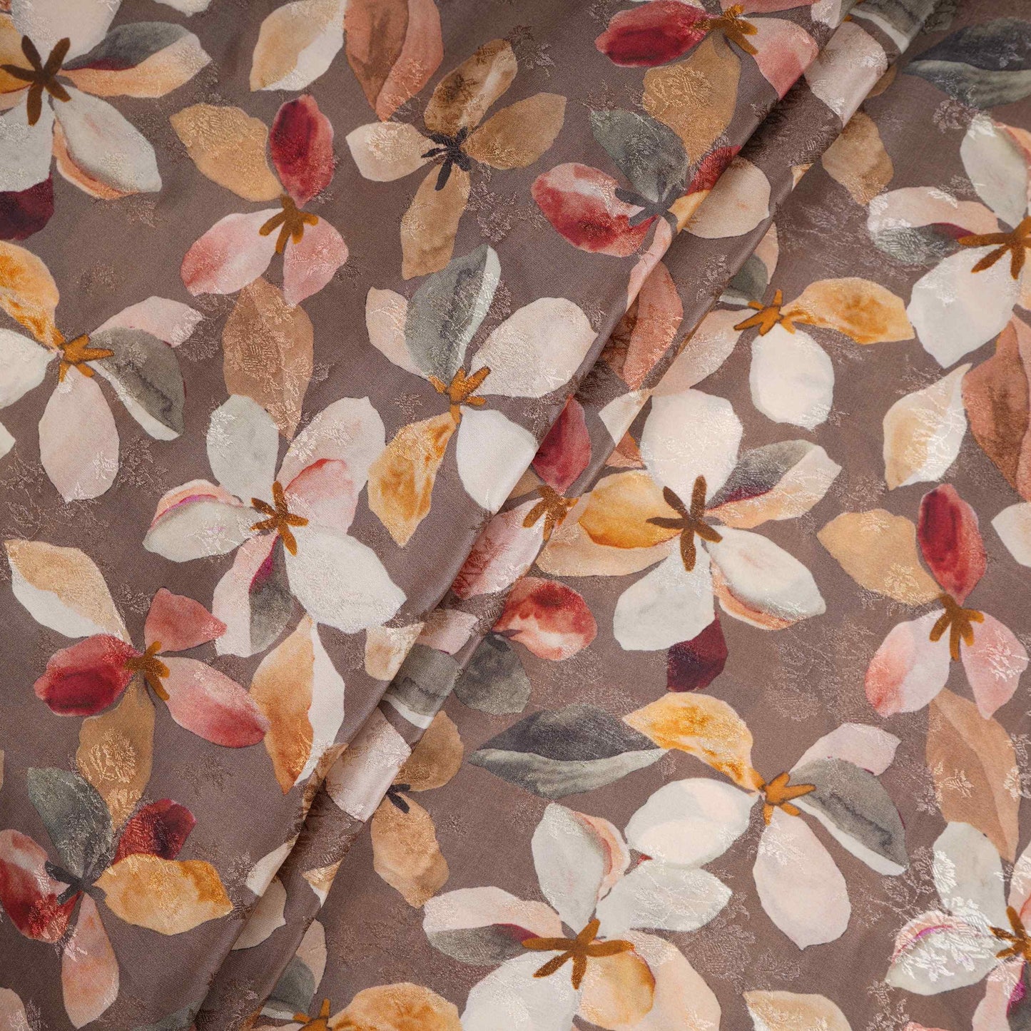 Green floral Jacquard Pure Crepe Fabric MTFG-31102