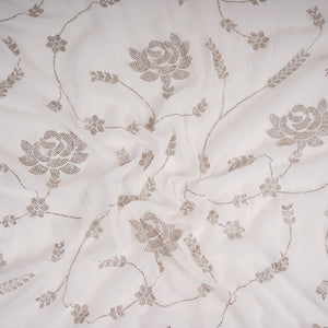 White Dyeable Swarovski embroidery Georgette Fabric SU-31034 - TradeUNO