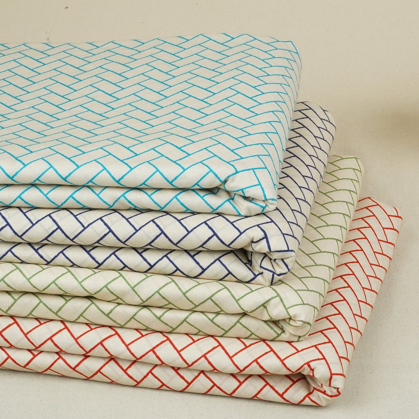 Aqua Blue Geomatrical Print Cotton Fabric MT-29478