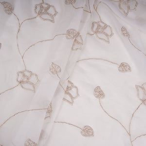 White Dyeable Swarovski embroidery Georgette Fabric SU-31032 - TradeUNO