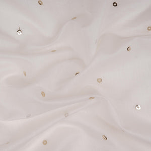 Off White Mukaish work Chanderi Fabric SU-31030 - TradeUNO