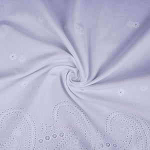 White Dyeable Floral Embroidery Cotton Fabric MJF-30602 - TradeUNO