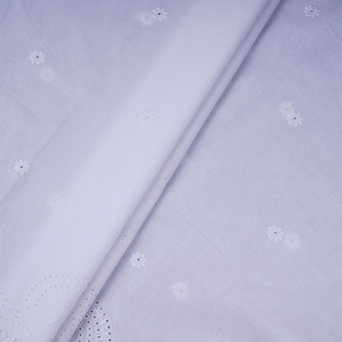 White Dyeable Floral Embroidery Cotton Fabric MJF-30602