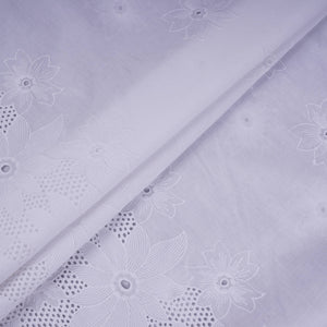 White Dyeable Floral Embroidery Cotton Schiffli Fabric MJF-30601 - TradeUNO