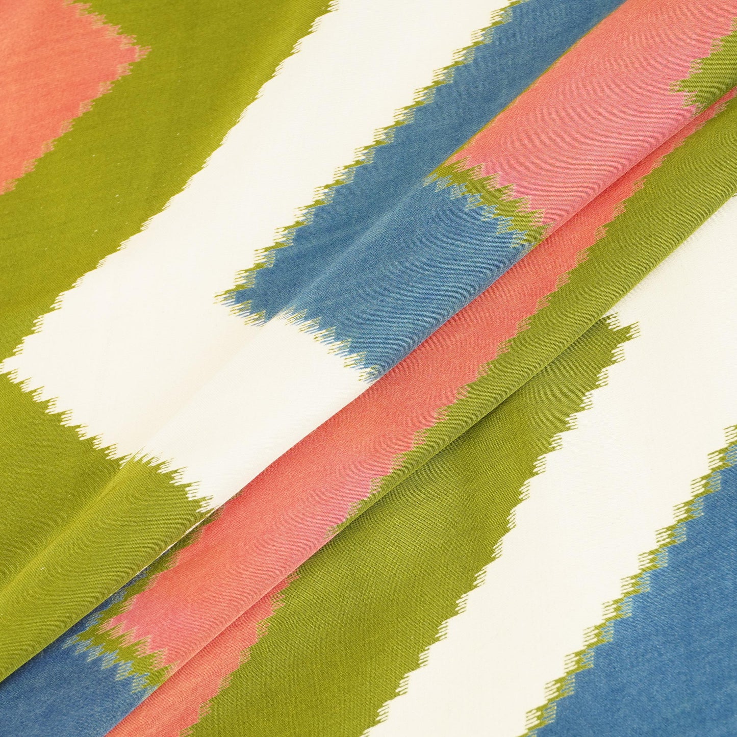 Green with Multicolor Chervon Print Modal Satin SN-29505