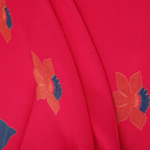 Magenta Pink Floral Print Modal Satin SN-29526 - TradeUNO