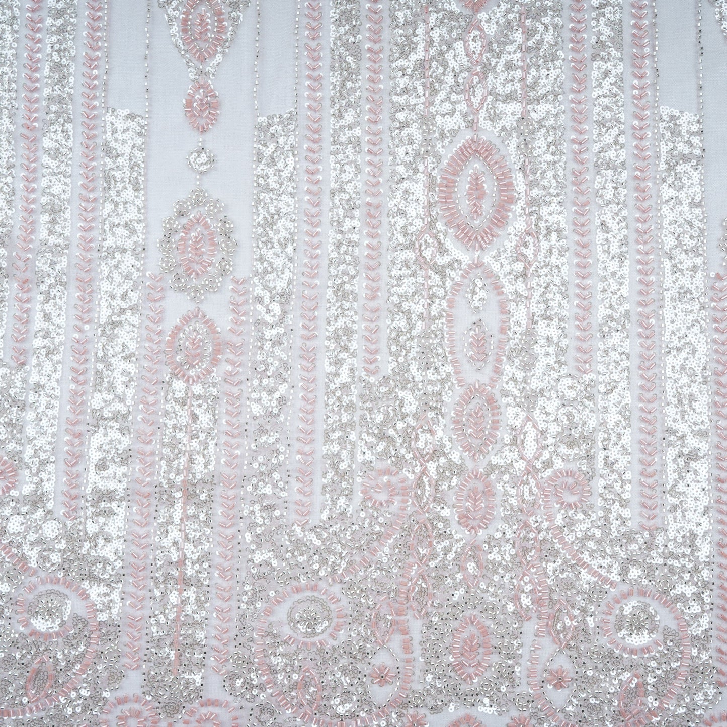 Pink Cutdana Sequins Embroidery Net Fabric 21235