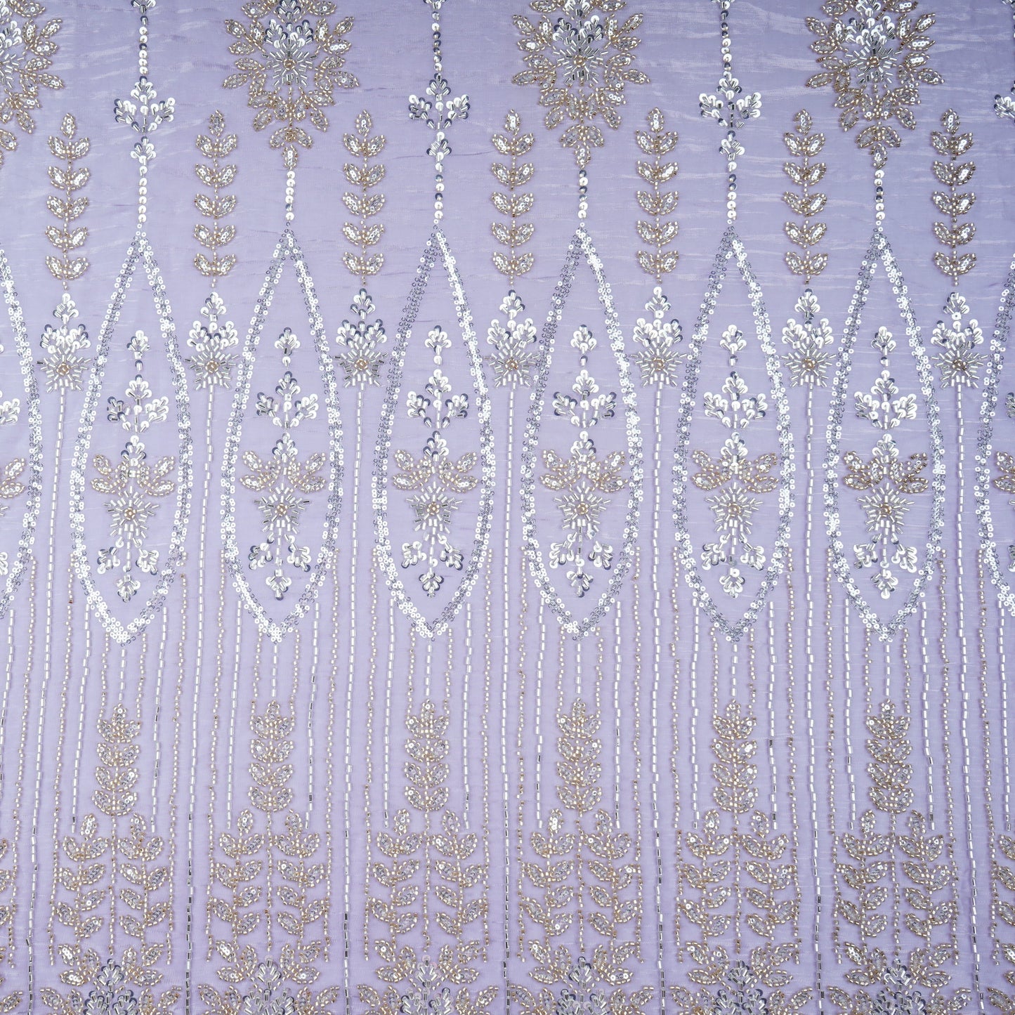 Lavender Cutdana & Sequins Embroidery Organza Fabric 21094