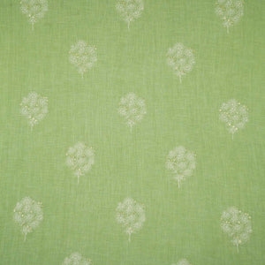 Sage Green floral embroidery Pure Linen Fabric SN-31143 - TradeUNO