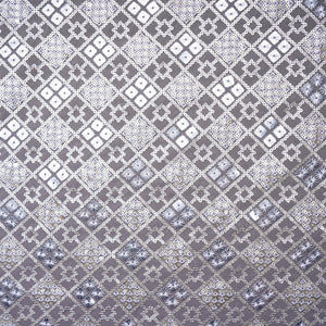 Smoke Grey Geometrical Sequins Embroidery Georgette Fabric 15540