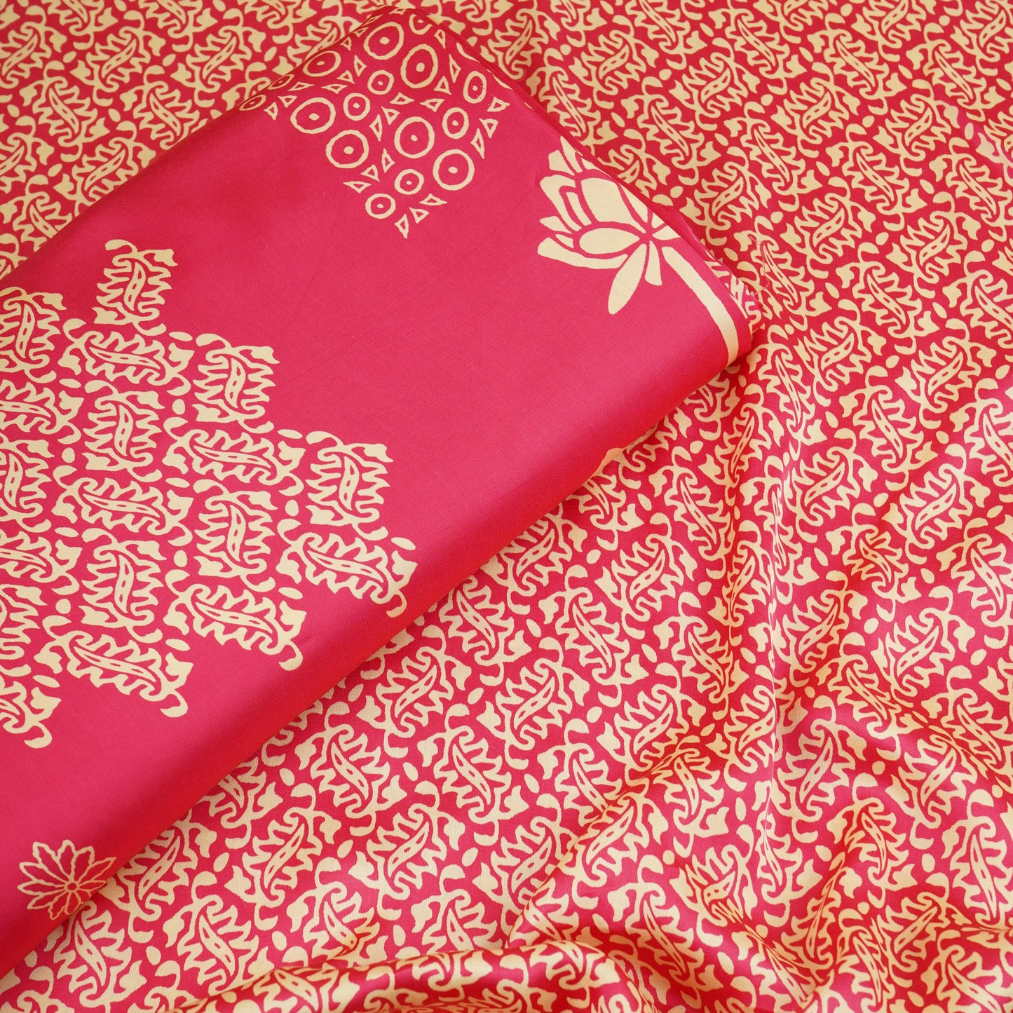 Magenta Pink Bagru Print Modal Satin SN-29497