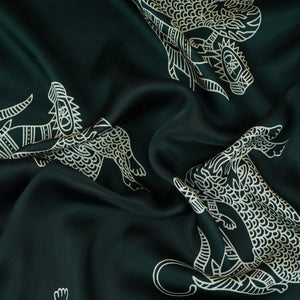 Dark Green Gond art Print Modal Satin SN-29516 - TradeUNO