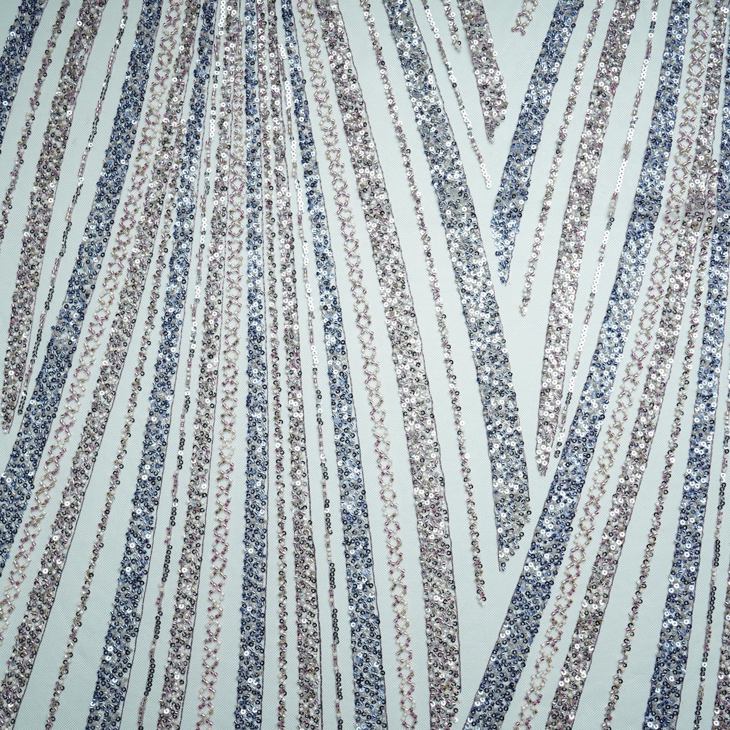 Purple Pearl Heavy Sequins Embroidery Net Fabric 15011