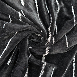 Black Cutdana Embroidery Velvet Fabric 20885
