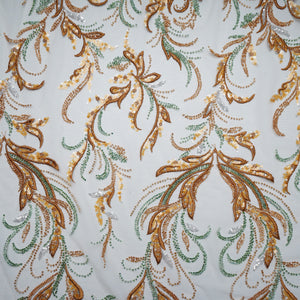 Cream Cut Dana Thread Embroidery Net Fabric 15067