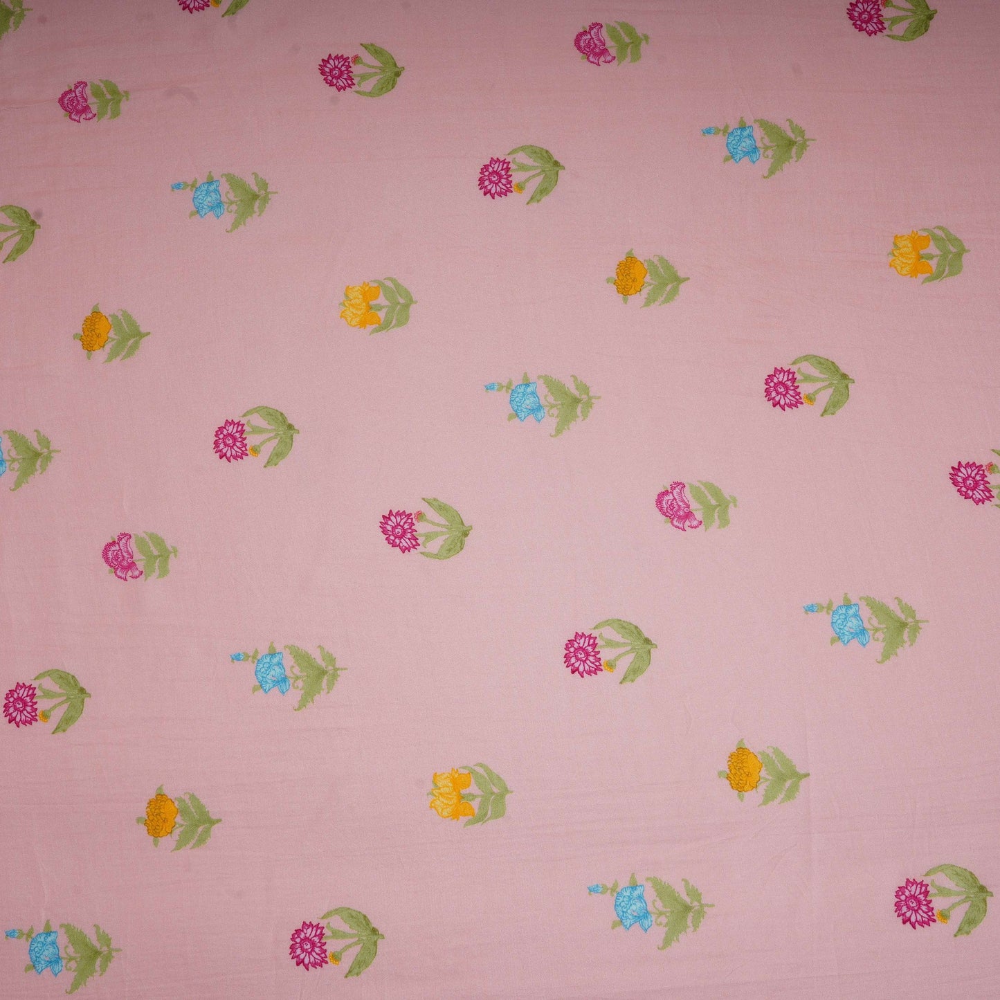 Pink Floral Print Muslin Fabric GTS-30934