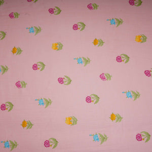 Pink Floral Print Muslin Fabric GTS-30934 - TradeUNO