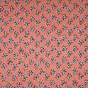 Peach Floral Print Cotton Fabric AFI-29562 - TradeUNO