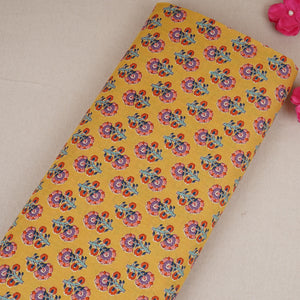 Mustard Yellow Floral Print Cotton Fabric AFI-29561 - TradeUNO