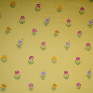 Pastel Yellow Floral Print Muslin Fabric GTS-30940 - TradeUNO
