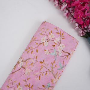 Blush Pink floral print Pure Linen Fabric GTS-31337 - TradeUNO