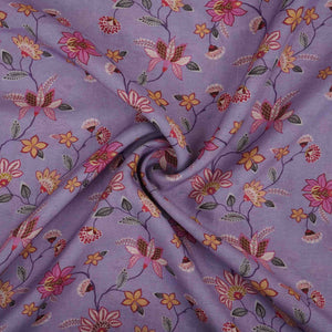 Lilac floral print Pure Linen Fabric GTS-31336 - TradeUNO