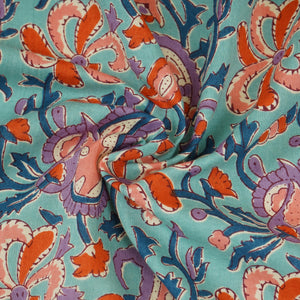 Sea Green Paisley Print Cotton Fabric AFI-29554 - TradeUNO