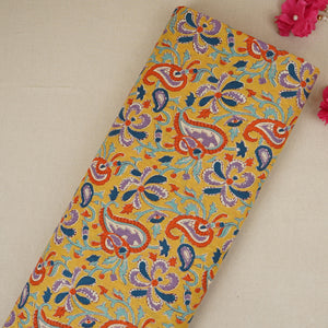 Mustard Yellow Paisley Print Cotton Fabric AFI-29555 - TradeUNO