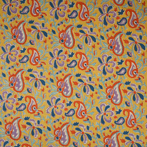 Mustard Yellow Paisley Print Cotton Fabric AFI-29555 - TradeUNO